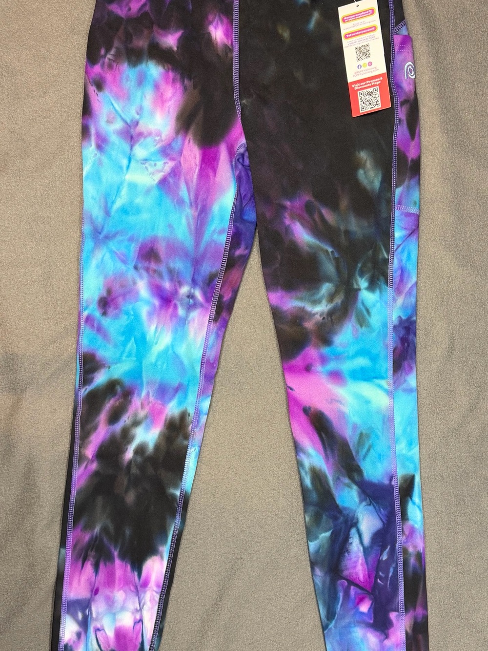 Pop Fit Women’s Small Tie-Dye Active Leggings - Purple Blue Black